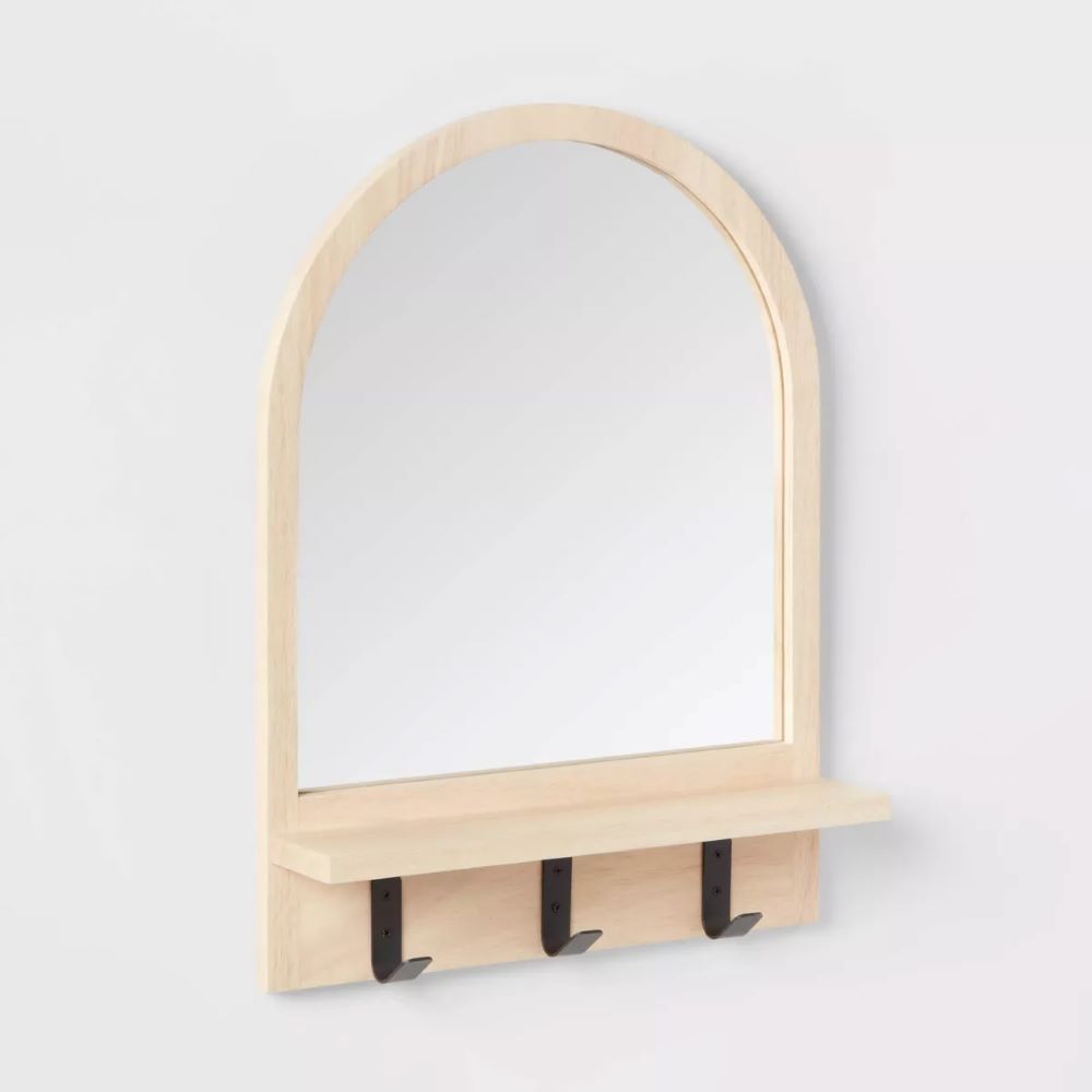 Organizador De Entrada De Madera Con Espejo